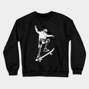 halloween skeleton skateboard white Crewneck Sweatshirt